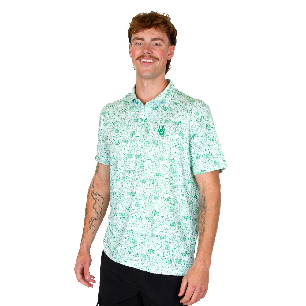 Interlocking UO, White, Polo, Polyester Blend, Men, Football, Johnny-O, Oregon design, Shirt, 942934